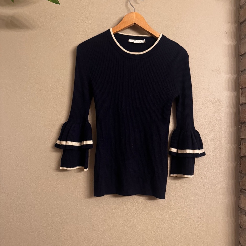 FRAME Double‎ Ruffle Cuff Sweater - Picture 2 of 6